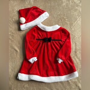 Festive Red and White Kids Santa Dress with Hat